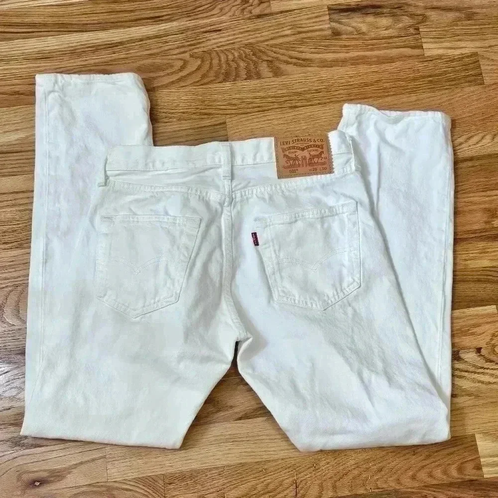 Levi's 501 Button Fly White Size 29×30 EUC